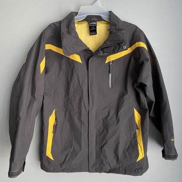 The North Face HyVent Jacket Size Youth Large 14/16 Nylon Full Zip Gray Yellow - Picture 1 of 16